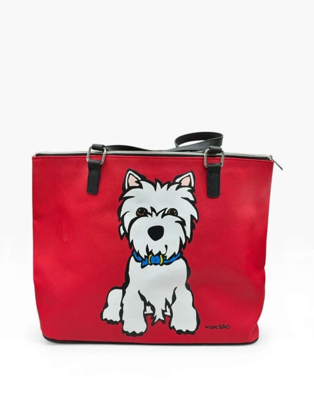 Marc Tetro Red Westie Tote Bag with Black Handles